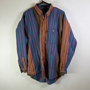 Vintage Colours By Alexander Julian ColorBlock Striped Button XL Shirt